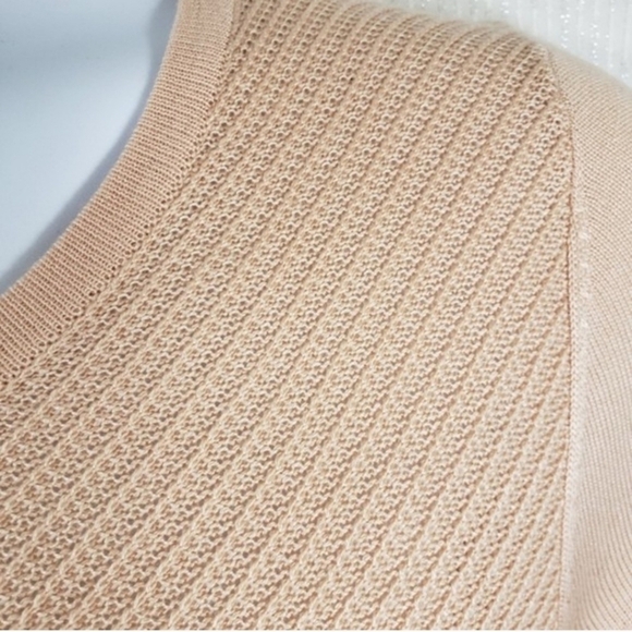 Calvin Klein Layered T-shirt Hem Sweater Beige Knit Chevron Pattern Size Large - Picture 11 of 15